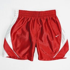 Nike Boys Red And White Athletic Shorts With Mesh